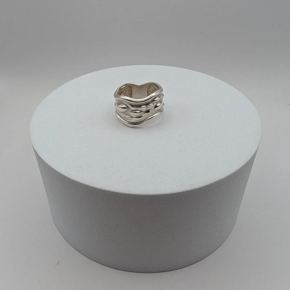 Taxco 925 Sterling Silver Wide Textured Organic Band Ring Size 6.5 6.4g